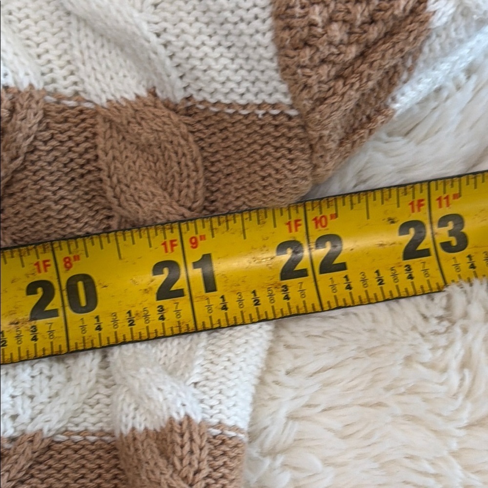 Tahari Cream and Brown Striped Cotton Sweater - Picture 5 of 8